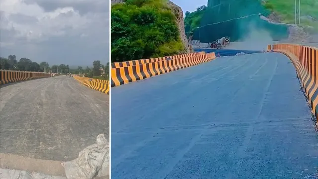 रियुंद पुल पर बिछाई जा रही मेम्ब्रेन मैट। जागरण
